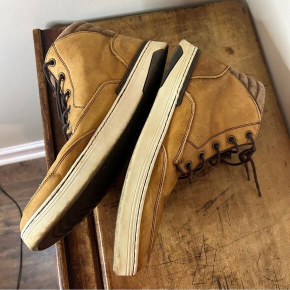 Bullboxer High Top Tan Leather Lace Up Shoes Men's 11 Some Stains & Wear see pix - Picture 6 of 11